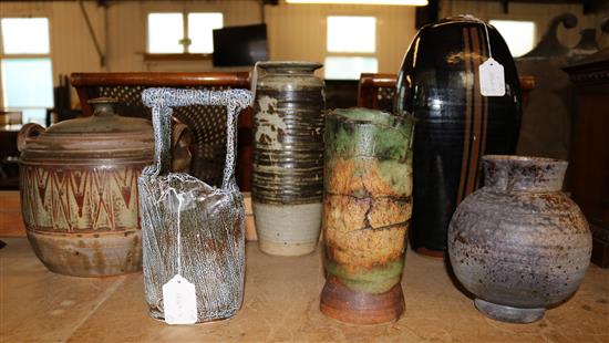 Six Studio pottery vessels, second half 20th century(-)